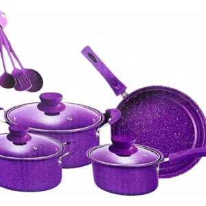 SET DE OLLAS ANTIADHERENTES 14 PIEZAS MORADA