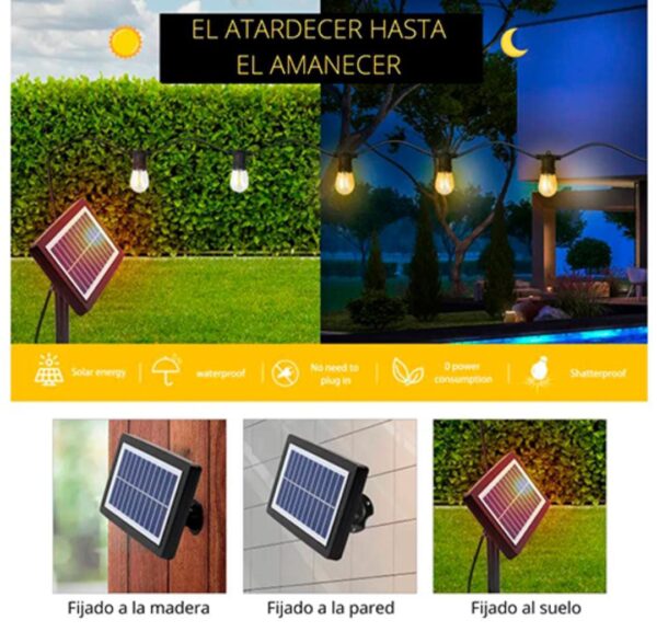 GUIRNALDA COLGANTE  CON PANEL SOLAR 10M