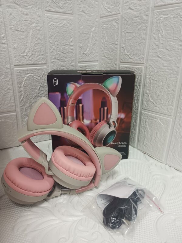 AUDIFONOS CON OREJA DE GATO ROSADO - Imagen 3