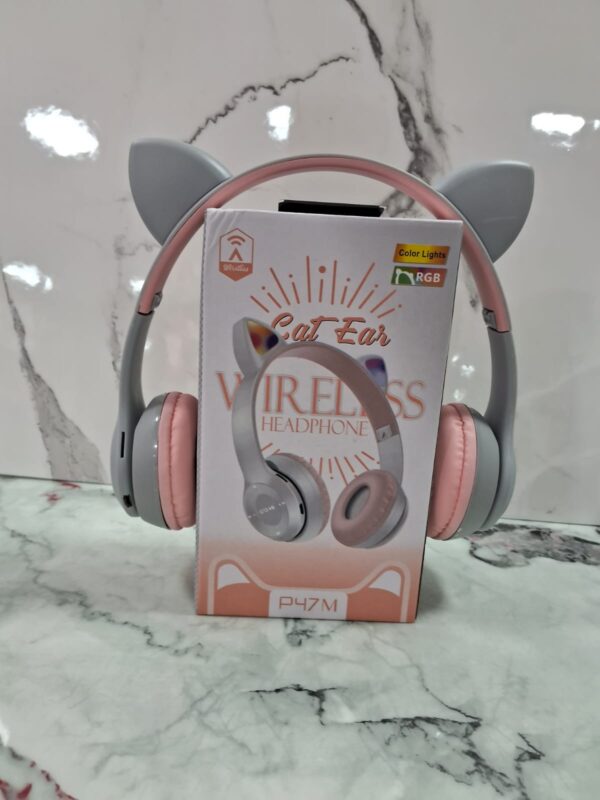 AUDIFONOS CON OREJA DE GATO ROSADO