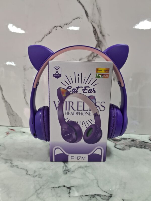 AUDIFONOS CON OREJA DE GATO MORADO