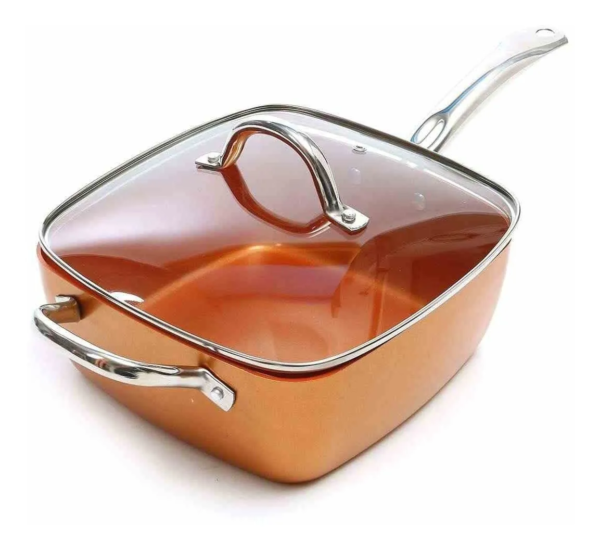 OLLA SARTEN FREIDORA MULTIUSO DE COBRE  9.5 PULGADAS - Imagen 5
