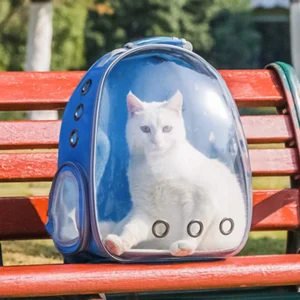 MOCHILA DE MASCOTAS MODELO A COLOR AZUL