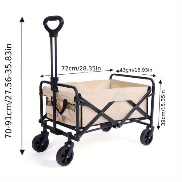 CARRITO MULTIFUNCIONAL  NEGRO PEQUEÑO PLEGABLE 4 RUEDAS NEGRO - Imagen 3