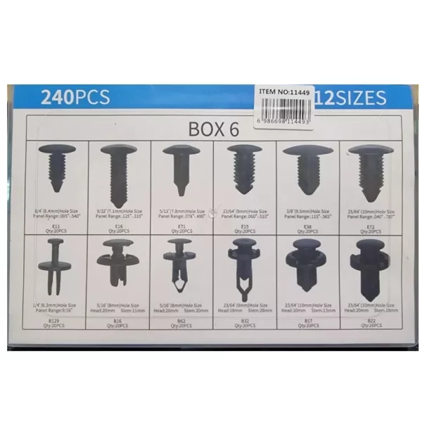 CAJA DE 240 CLIPS DE BROCHES DE RETENCION DE PLASTICO - Imagen 2
