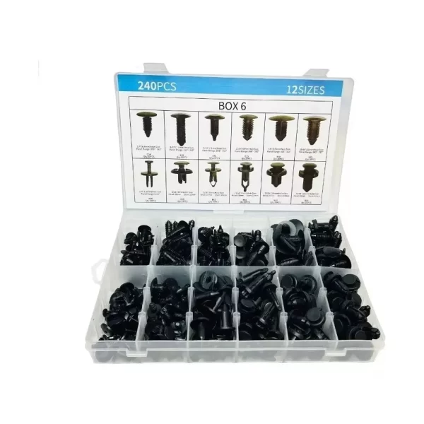 CAJA DE 240 CLIPS DE BROCHES DE RETENCION DE PLASTICO