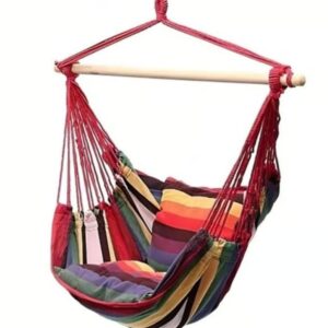 Silla Hamaca Colgante Camping Interior y Exterior Con Palo ROJA