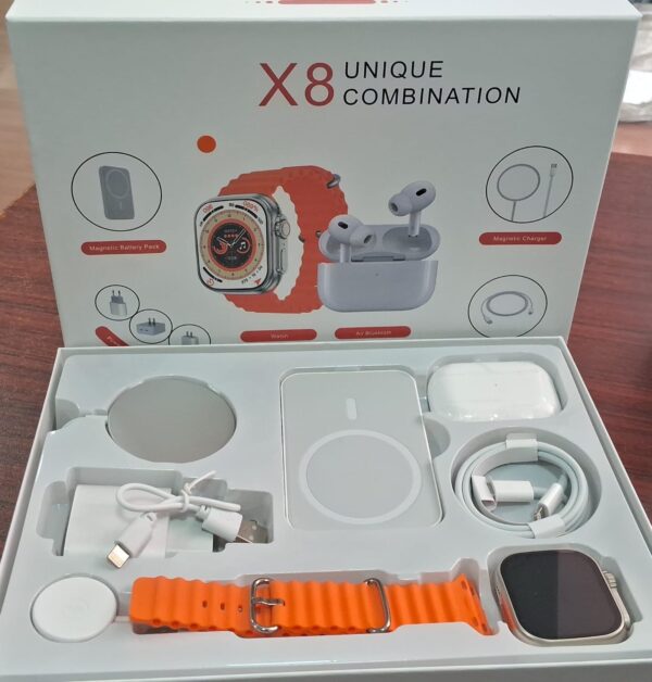RELOJ SMART WATCH CON AUDIFONOS X8 NARANJA