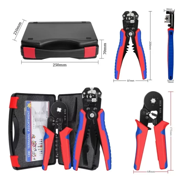Crimpeadora Alicate Prensa Pelacable + 1200 Terminales Para Prensar Cables - Imagen 3