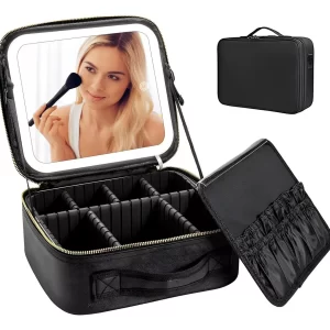 Estuche Maquillaje Inteligente Espejo Luz Led 3 modo Portátil