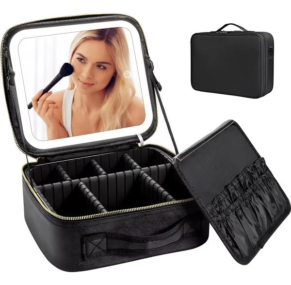 Estuche Maquillaje Inteligente Espejo Luz Led 3 modo Portátil