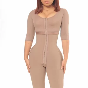 FAJA ENTERIZA CON MANGAS Y BRASIER CAFE TALLA S