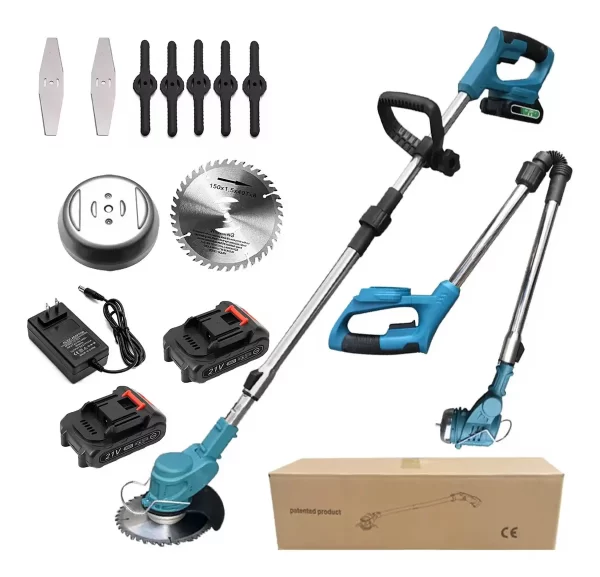 Maquina Cortadora De Césped Pasto TASBEL  De Mano Telescopica Inalámbrica 98v + 2 Baterías Y Accesorios - Imagen 2