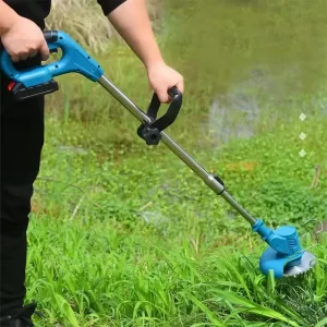 Maquina Cortadora De Césped Pasto TASBEL  De Mano Telescopica Inalámbrica 98v + 2 Baterías Y Accesorios